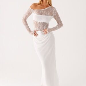 Peppermayo White Lace Maxi Dress